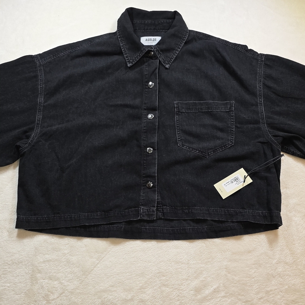 AGOLDE Rona Denim Shirt Black Size Medium MSRP: $230.00 NWT